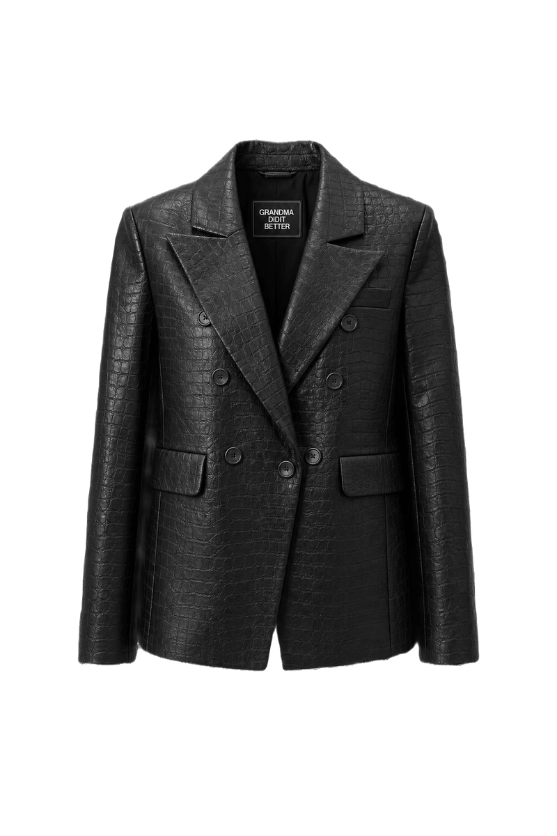 1990s Black Leather Blazer - Front View