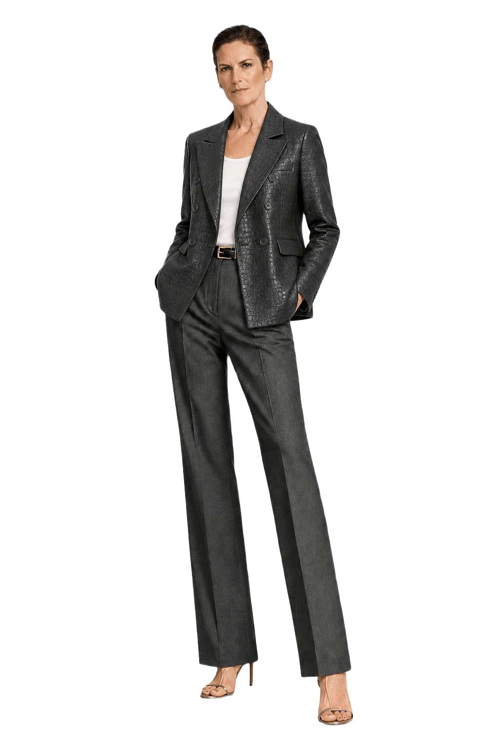 1990s Black Leather Blazer - Model