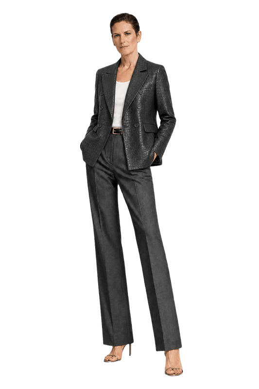1990s Black Leather Blazer - Model