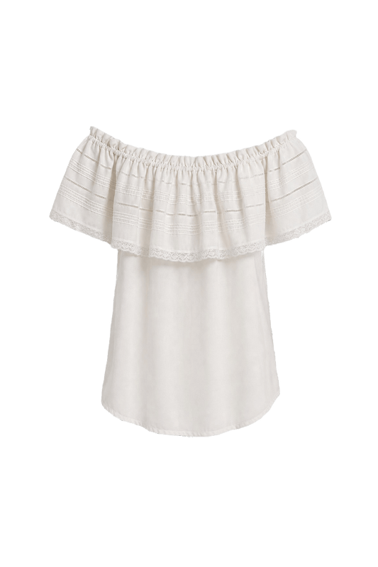 1980s Cream White Cotton Blouse - Front View