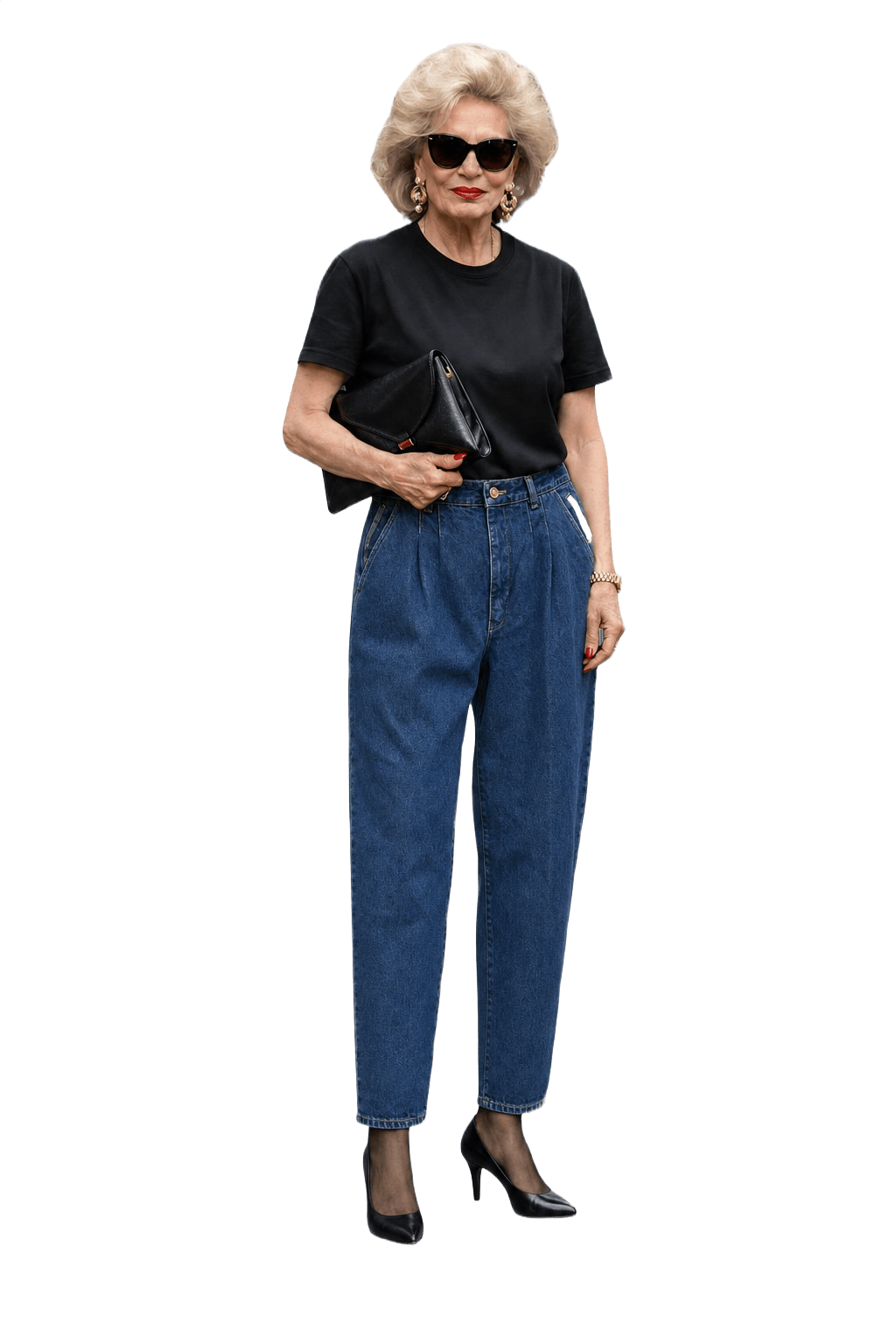 1990s Dark Indigo Blue Denim Jeans - Model