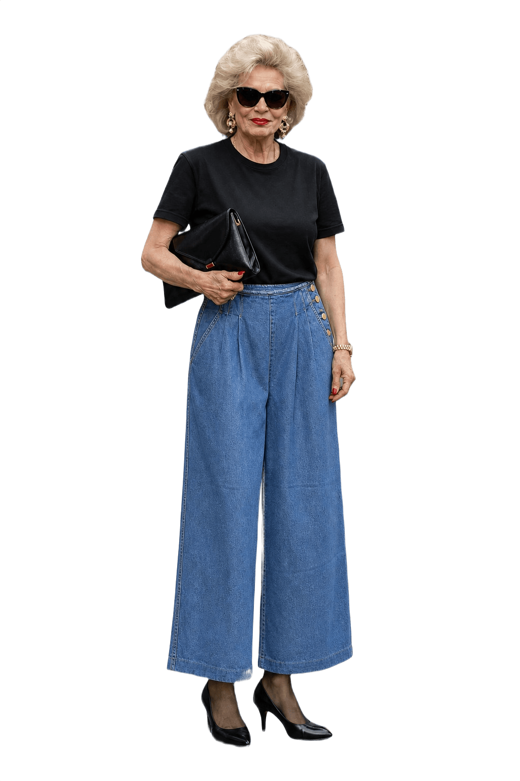 1990s Medium Wash Denim Pants - Model
