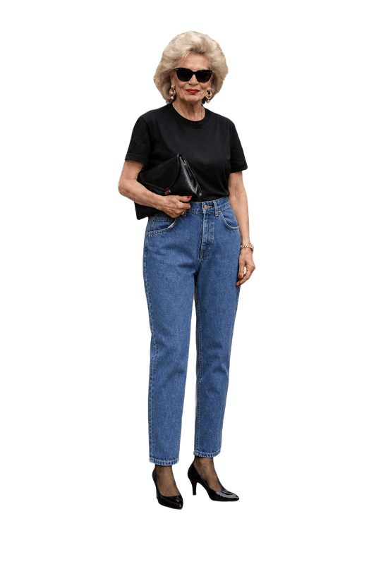 1990s Blue Cotton Jeans - Model