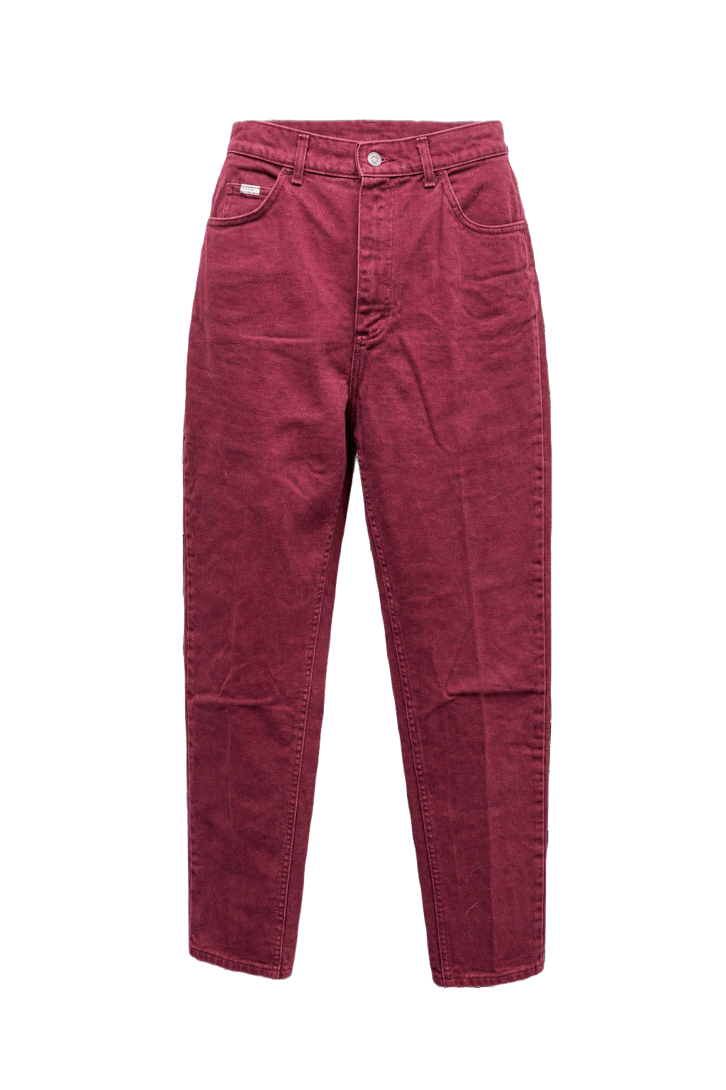 1990s Deep Burgundy Denim Jeans - Front View