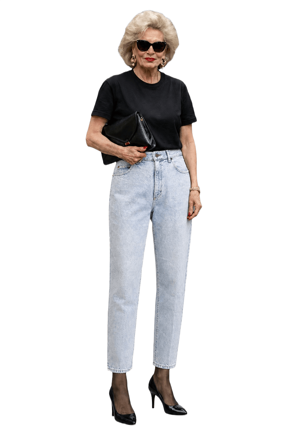 1990s Light Blue Cotton Denim Jeans - Model