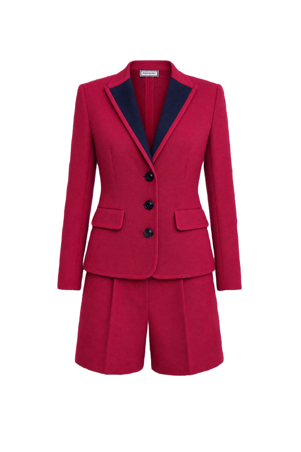 1980s Deep Red Wool Blend Jacket and Shorts Set - Front View