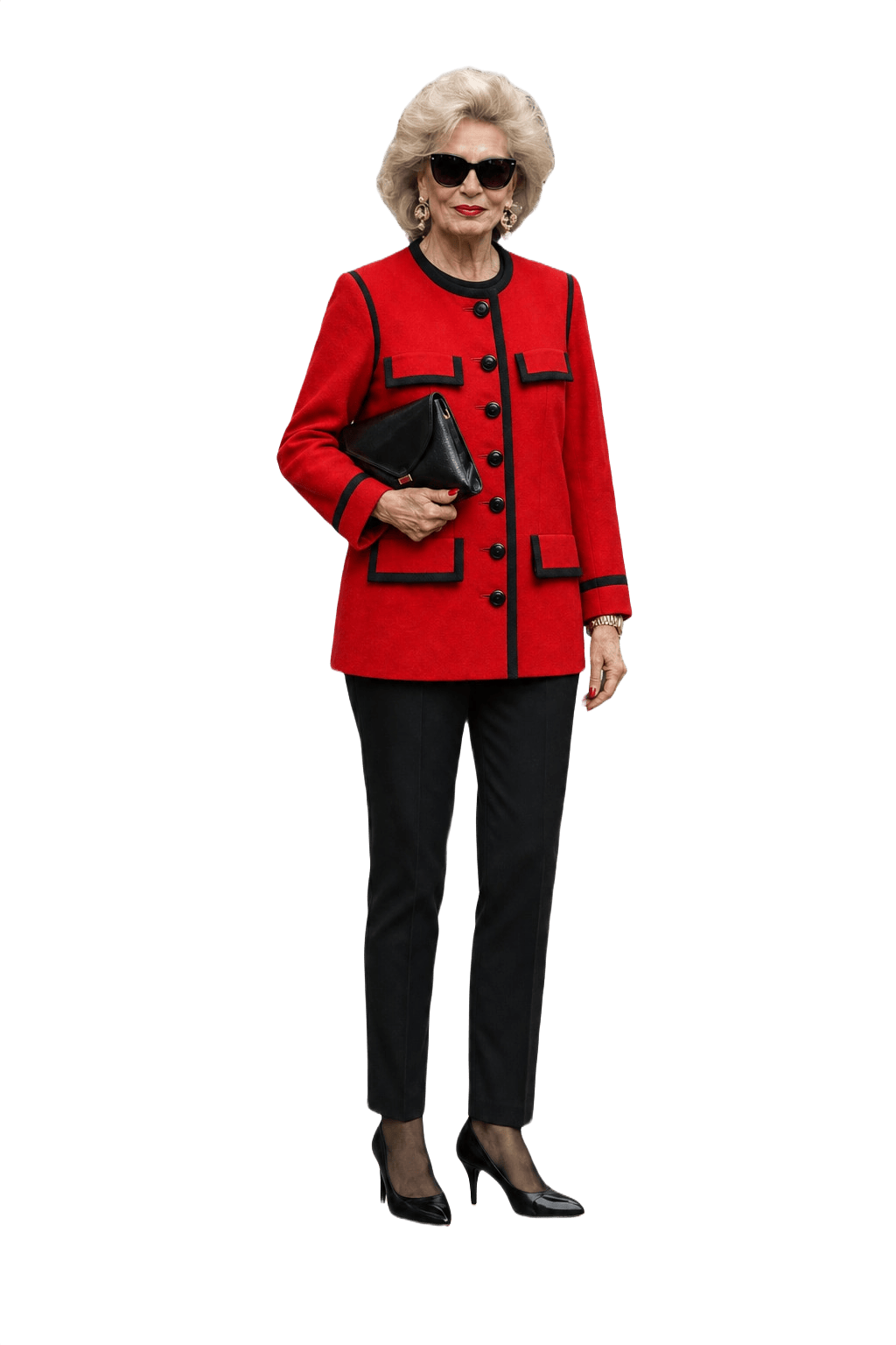 1980s Red Wool Jacket - Model