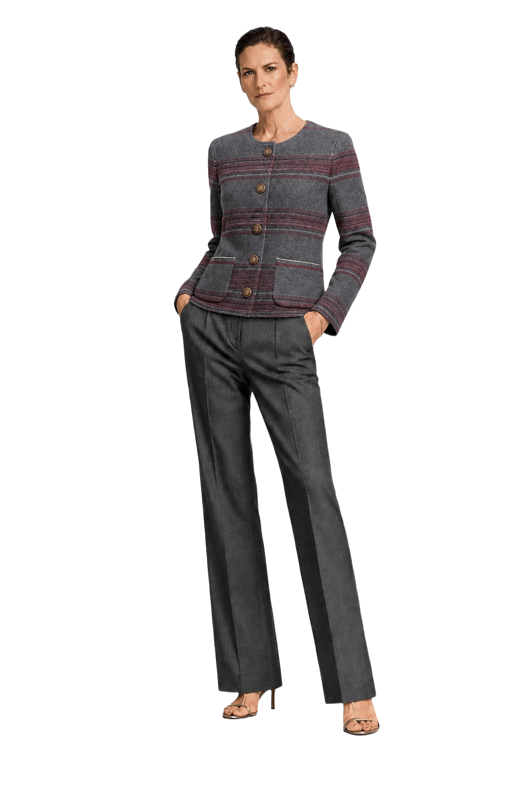 2000s Charcoal Grey Wool Jacket - Model