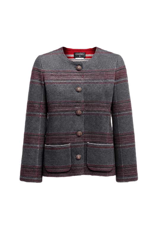 2000s Charcoal Grey Wool Jacket - Front View
