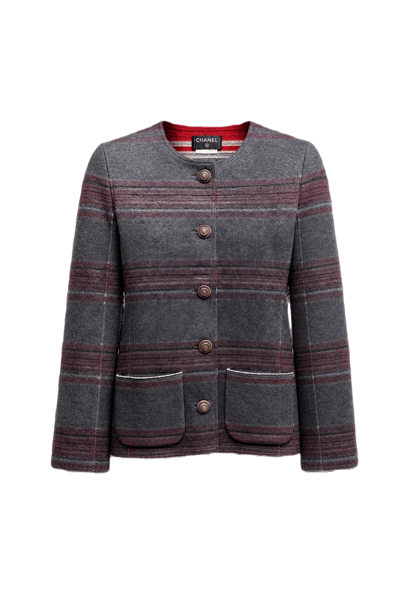2000s Charcoal Grey Wool Jacket - Front View