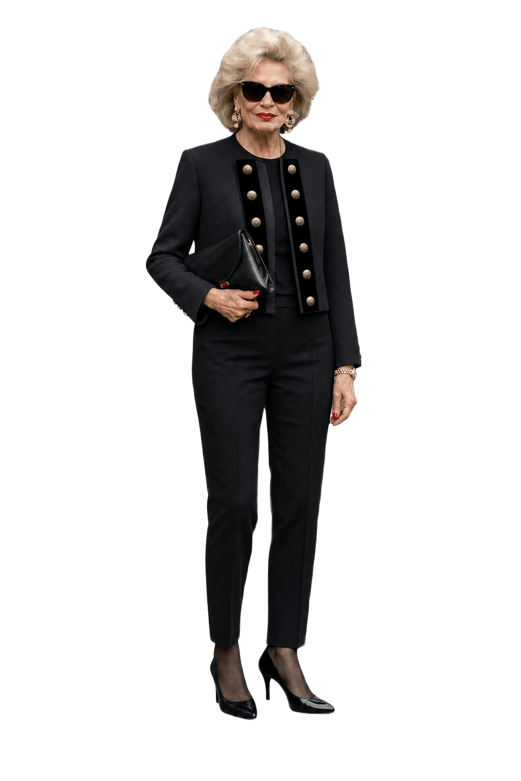 1980s Black Wool Jacket - Model
