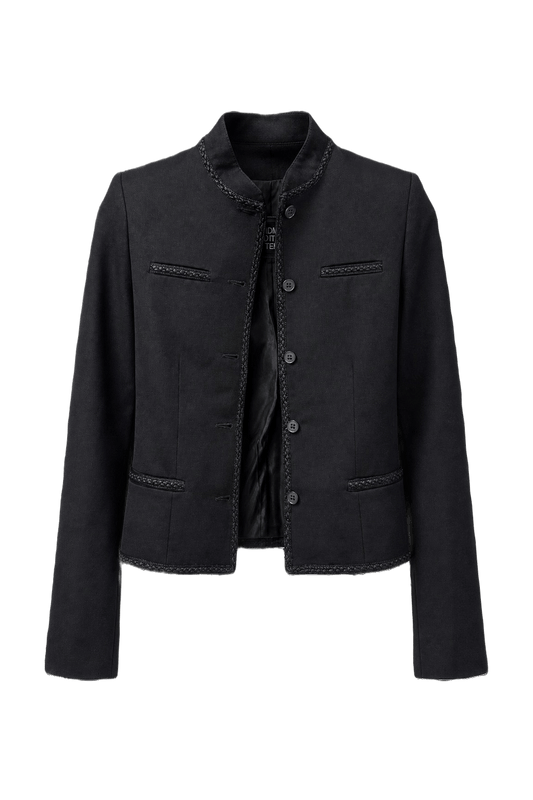 1990s Black Wool Blazer - Front View