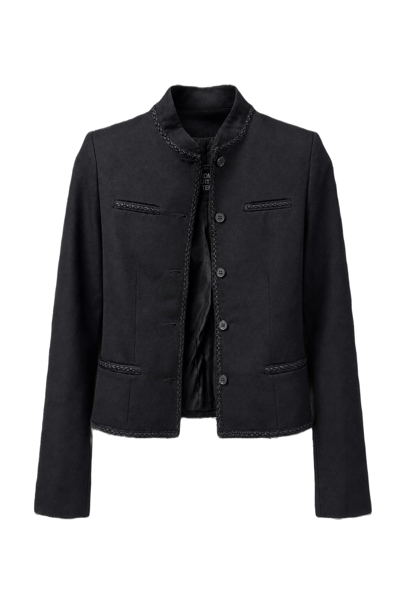 1990s Black Wool Blazer - Front View