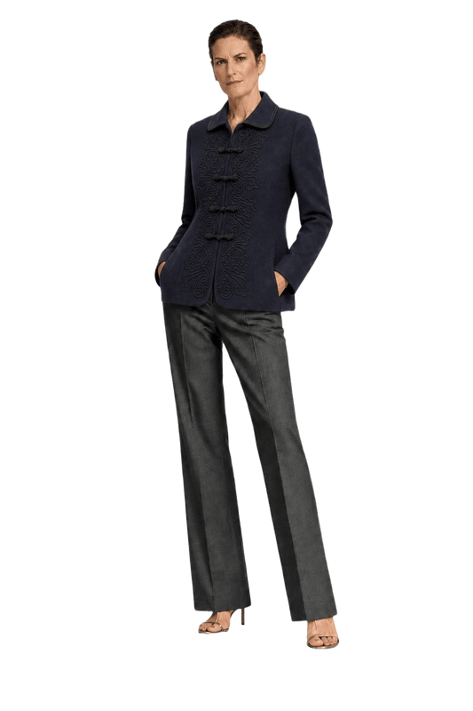 1990s Navy Blue Wool Blend Jacket - Model