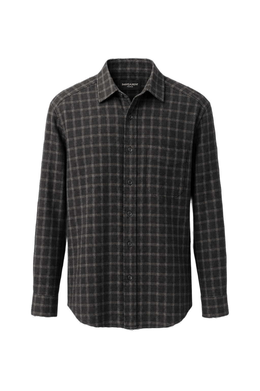 1990s Dark Gray Cotton Button-Down Shirt - Front View