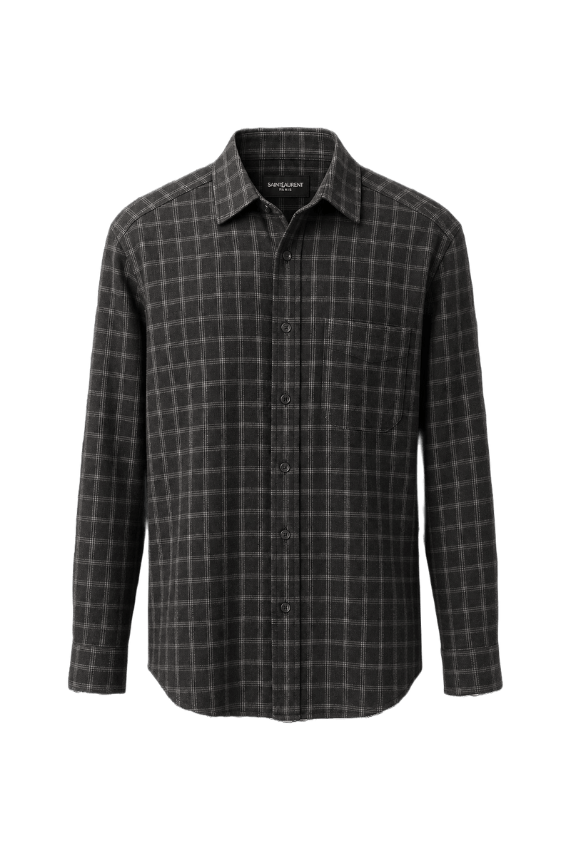 1990s Dark Gray Cotton Button-Down Shirt - Front View