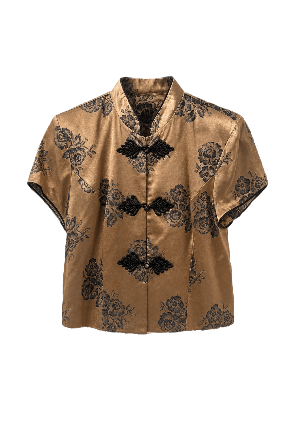1970s Gold Silk Blouse - Front View