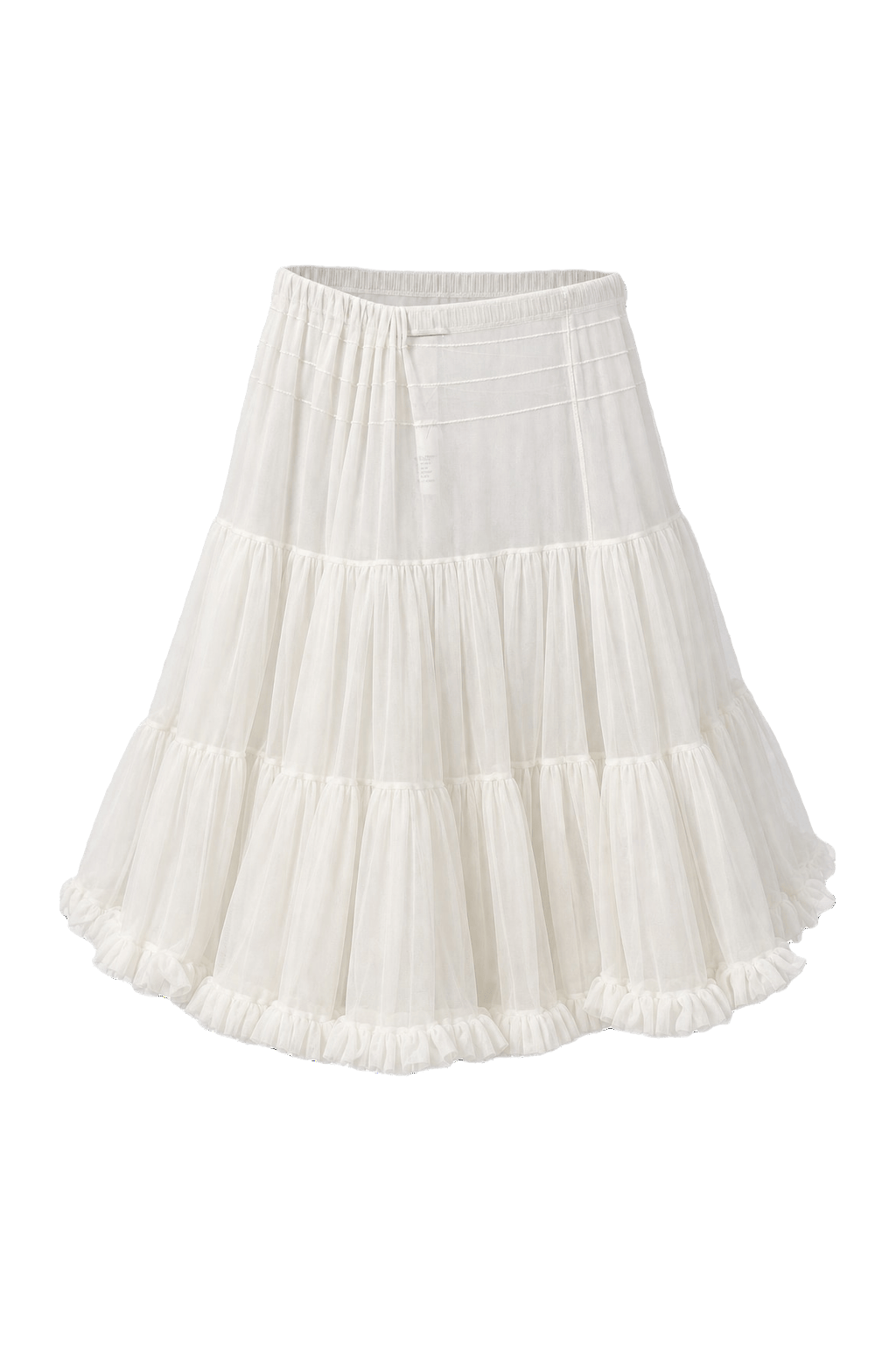 1970s White Cotton Blend Skirt - Front View
