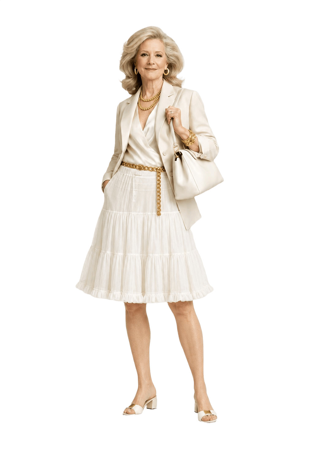 1970s White Cotton Blend Skirt - Model