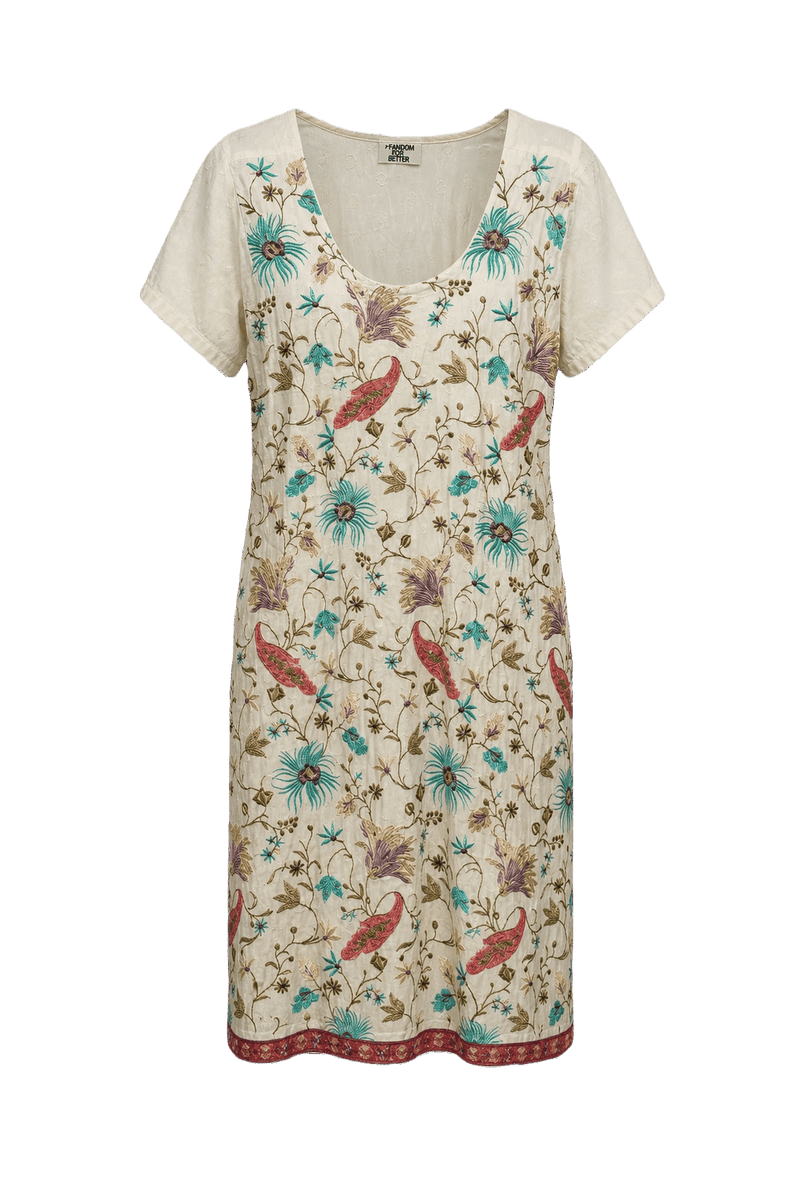 1980s Cream Silk Dress - Front View