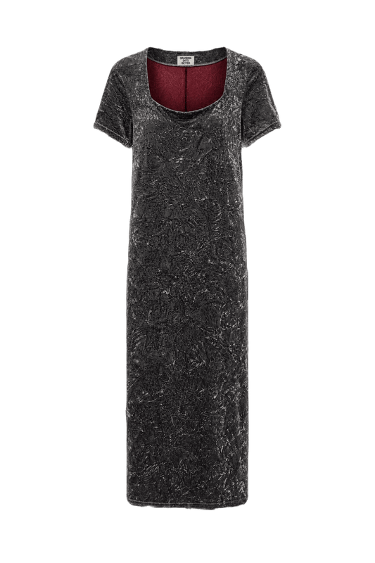 1990s Dark Burgundy Velvet Maxi Dress - Front View