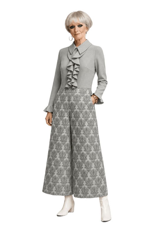 60s Light Grey Polyester Dress