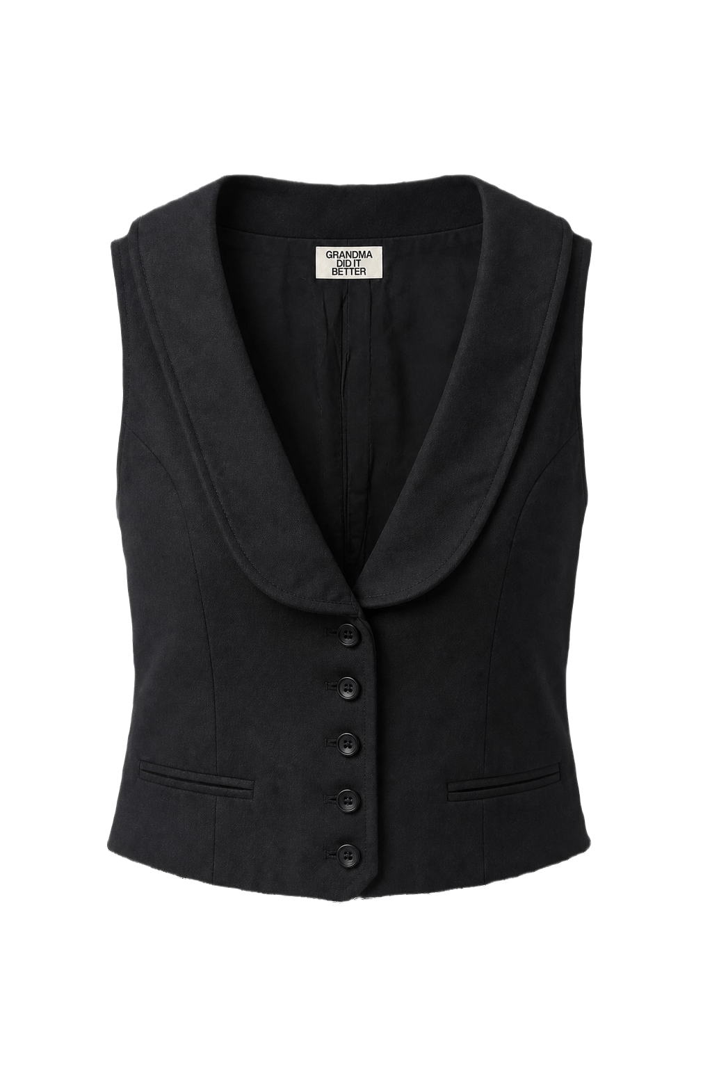 1970s Black Cotton Blend Vest - Front View