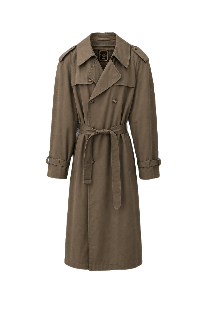 1990s Beige Cotton Blend Trench Coat - Front View