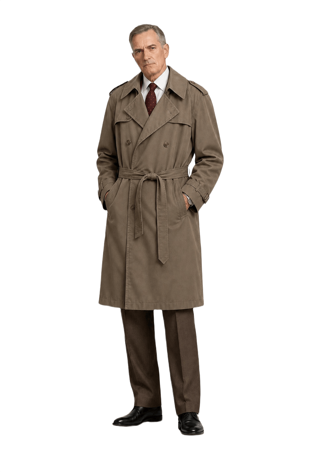 1990s Beige Cotton Blend Trench Coat - Model