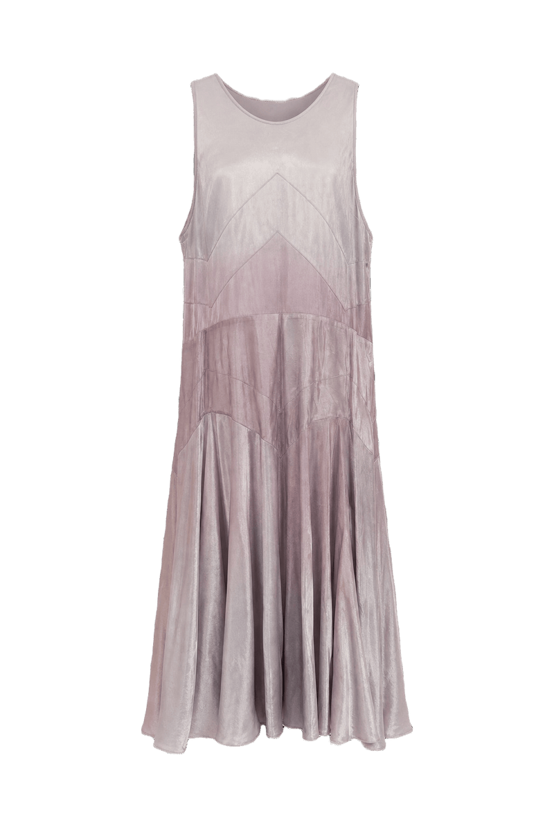 1970s Lavender Silk Dress - Front View