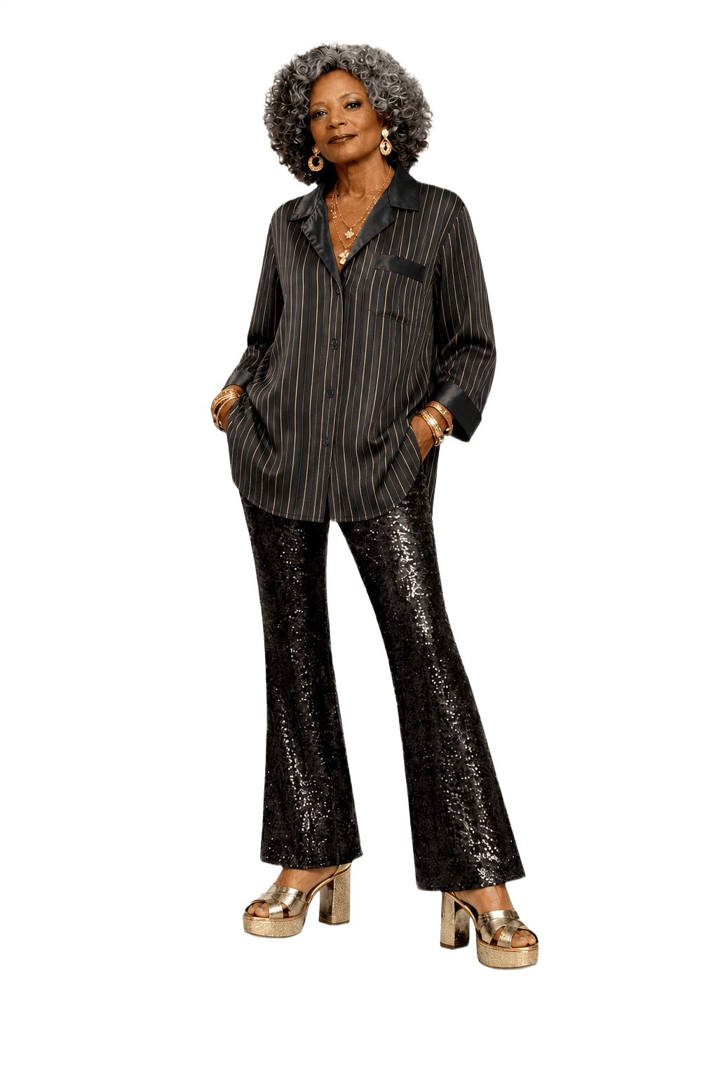 1980s Black Silk Shirt - Model
