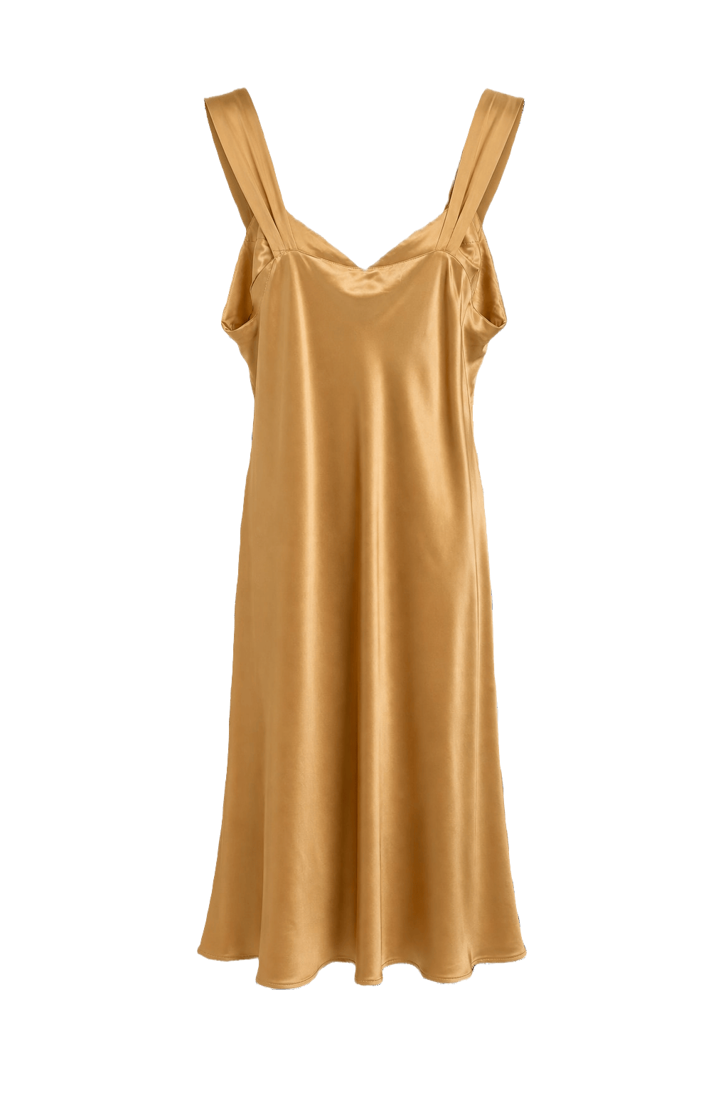 1970s Gold Satin Dress - Front View