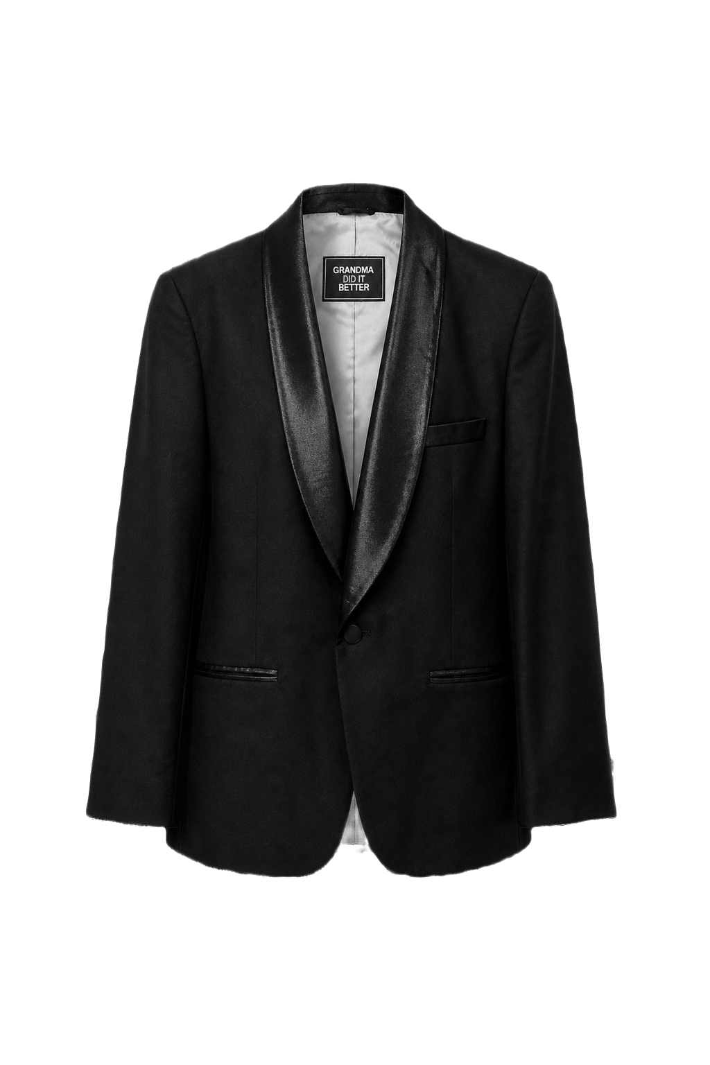 1980s Black Polyester Blend Blazer - Front View