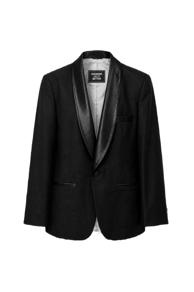 1980s Black Polyester Blend Blazer - Front View