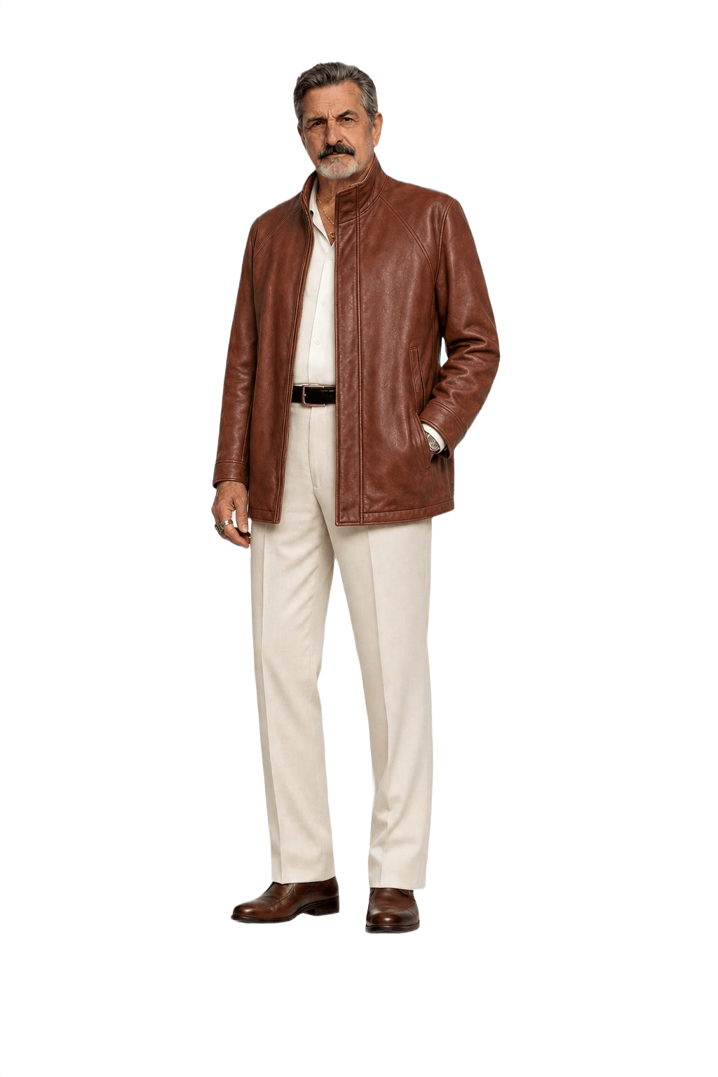 1980s Brown Leather Jacket - Model