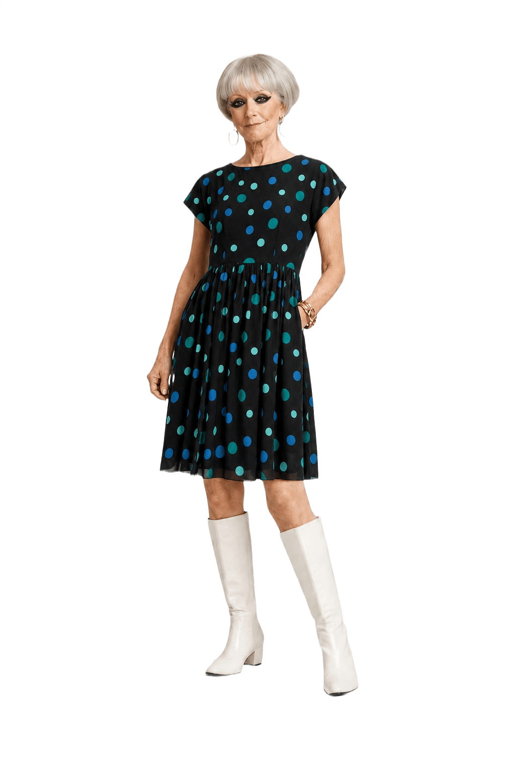 1960s Black Cotton Blend Dress - Model