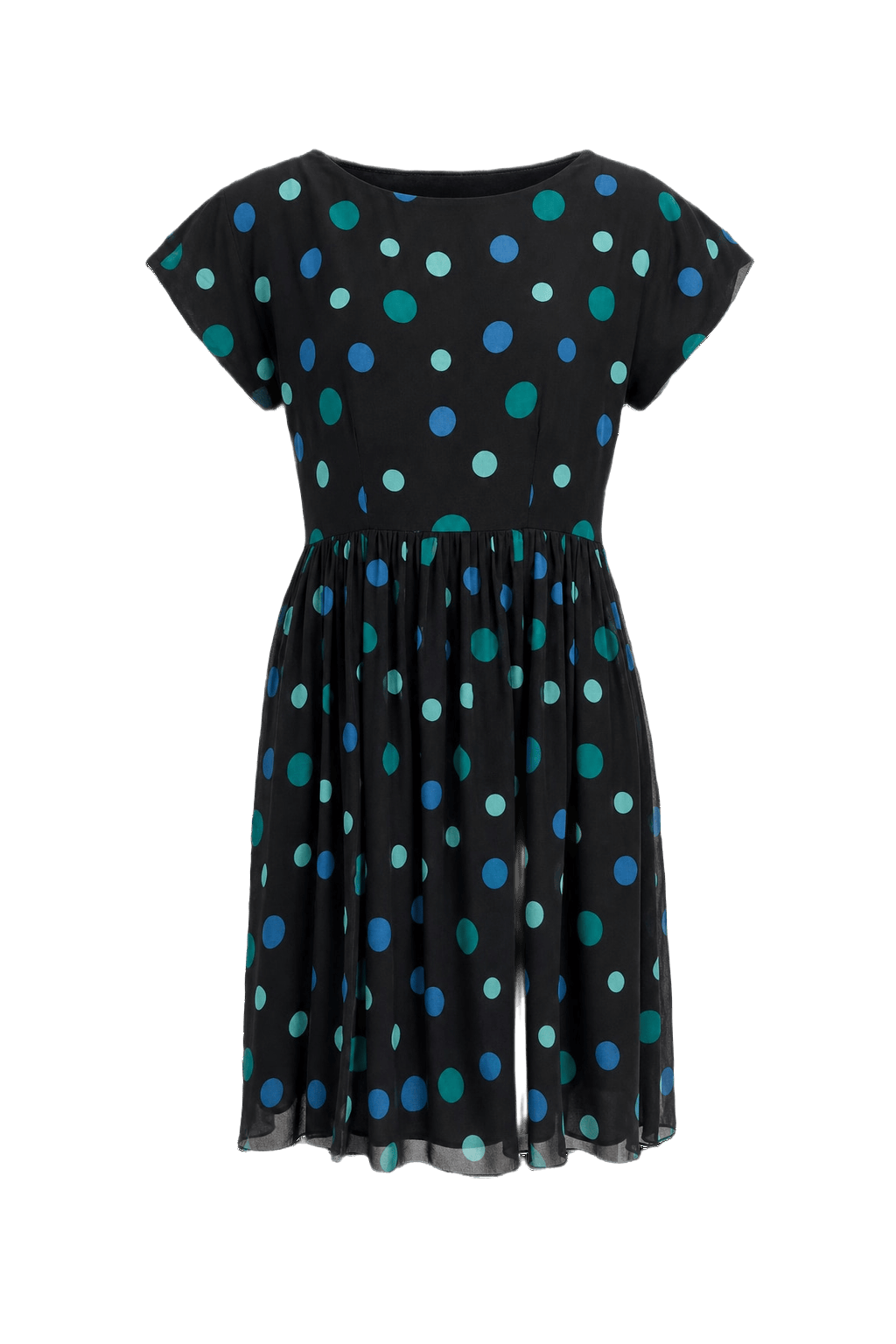 1960s Black Cotton Blend Dress - Front View