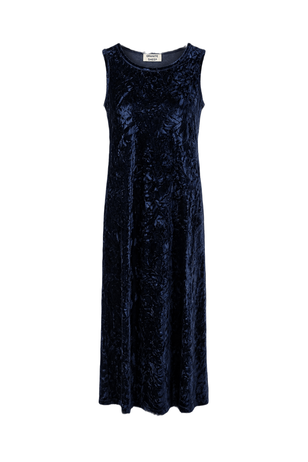 1990s Navy Blue Velvet Dress - Front View