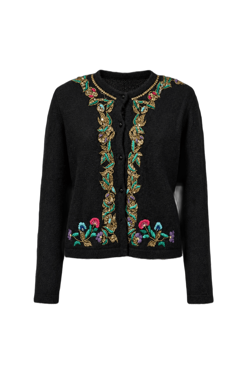 1980s Black Wool Cardigan - Model