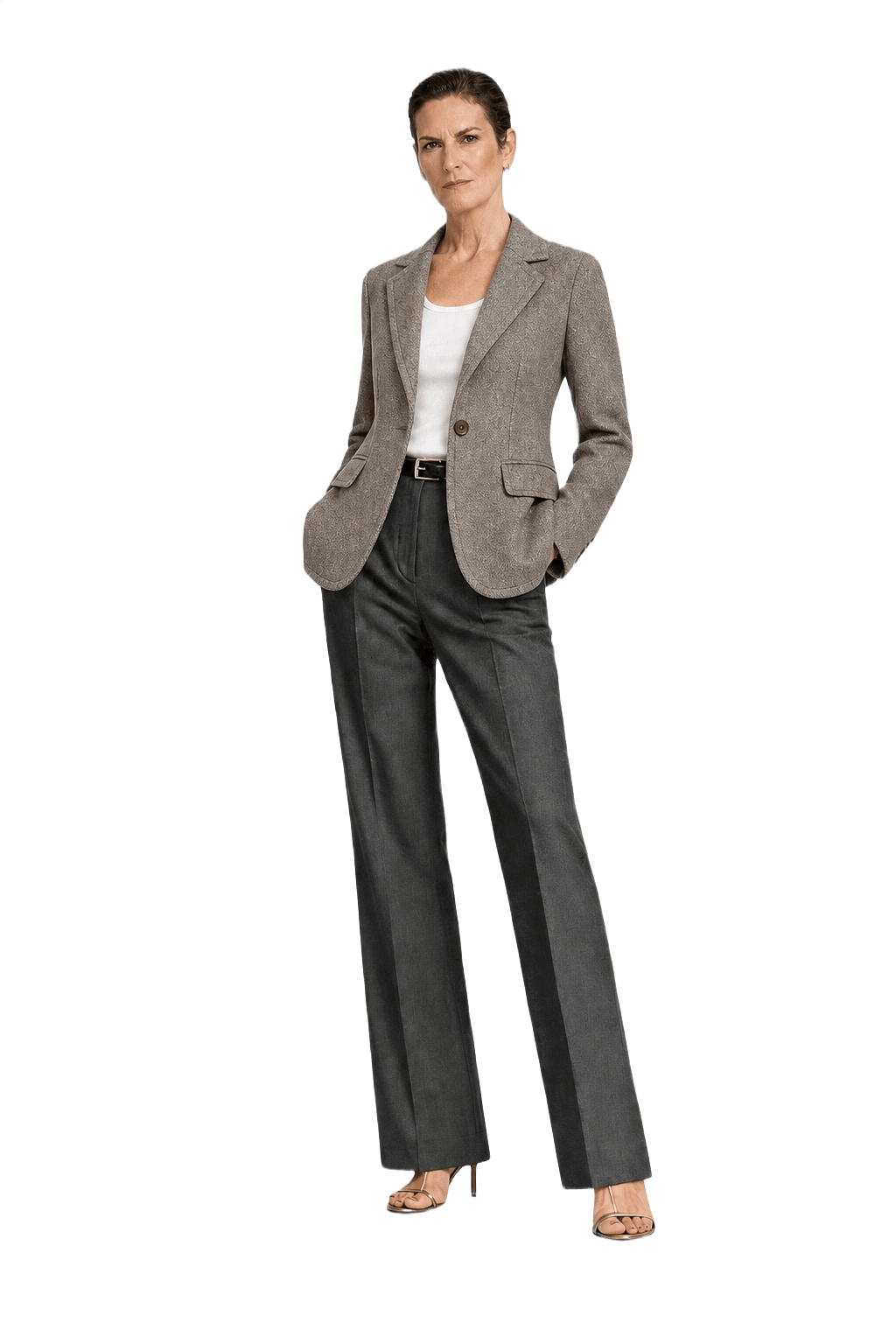 1990s Taupe Wool Blend Blazer - Model