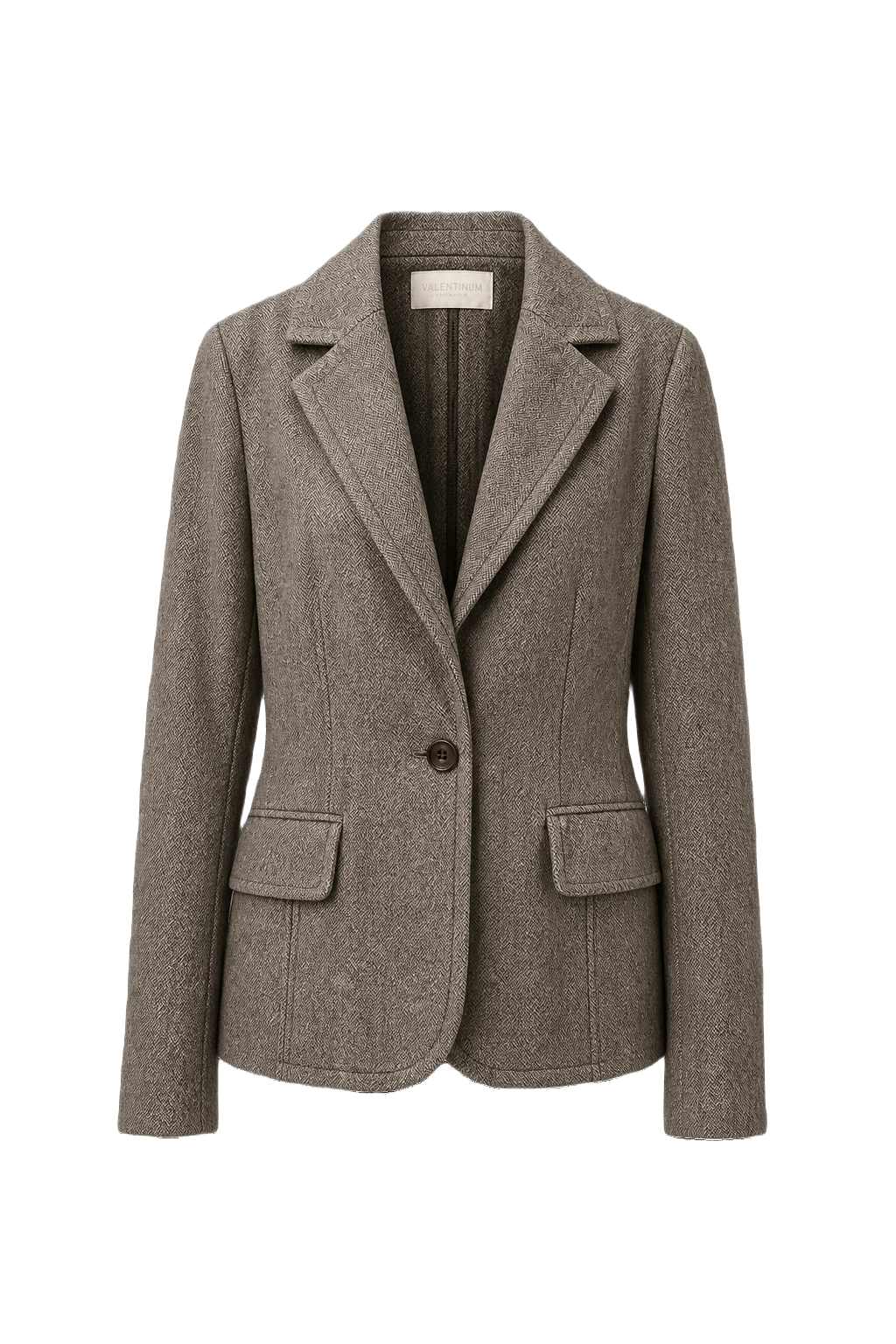 1990s Taupe Wool Blend Blazer - Front View