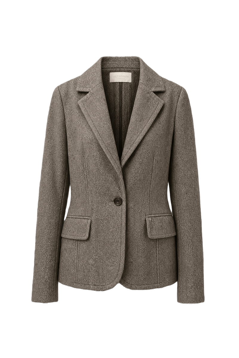1990s Taupe Wool Blend Blazer - Front View