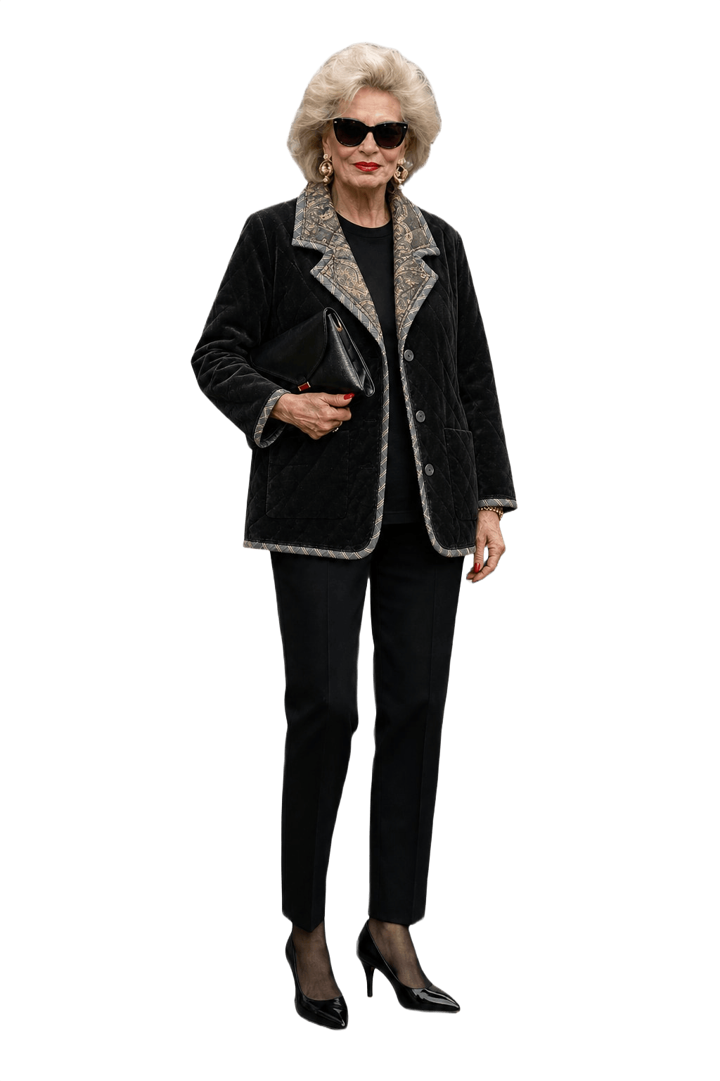 1980s Black Velvet Jacket - Model