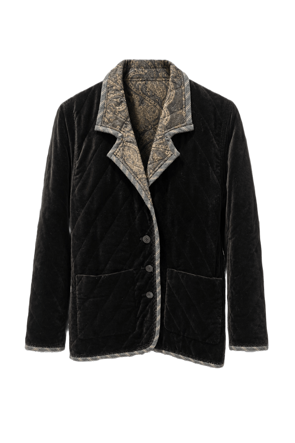 1980s Black Velvet Jacket - Front View