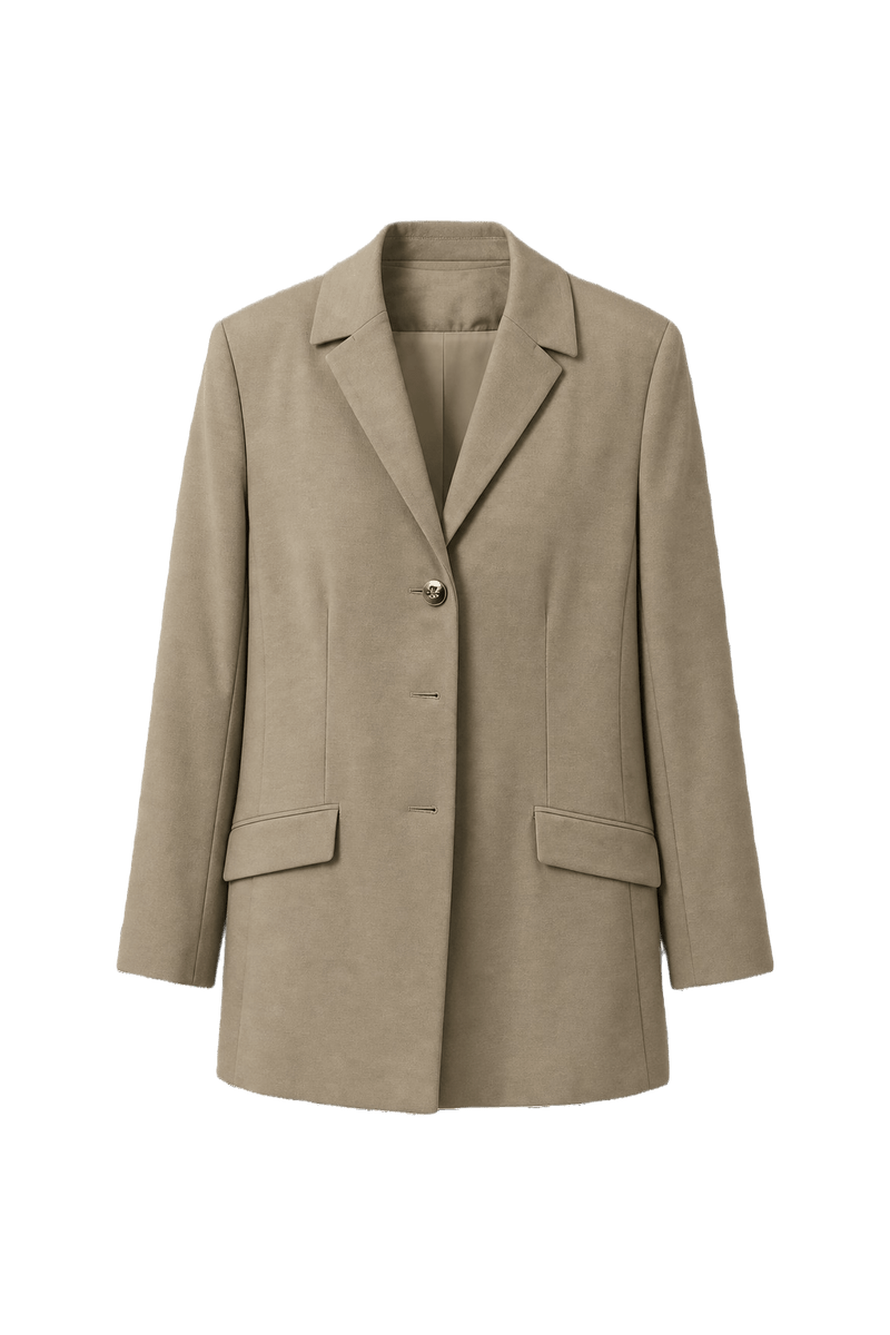 1990s Beige Wool Blend Blazer - Front View