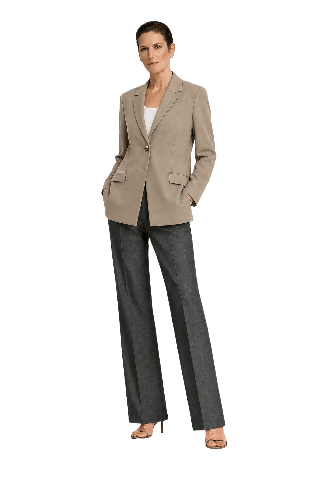 1990s Beige Wool Blend Blazer - Model