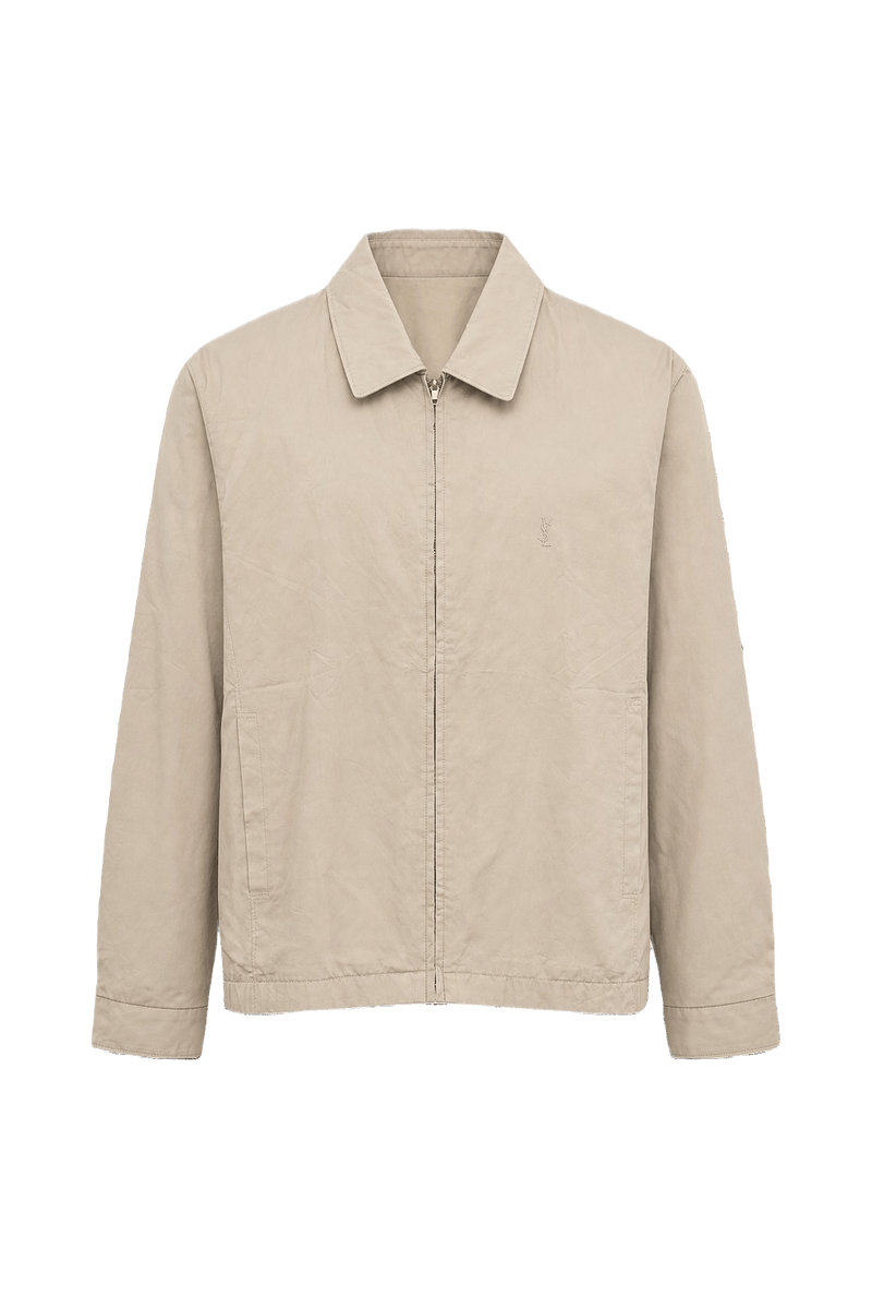 1990s Beige Cotton Blend Jacket - Front View