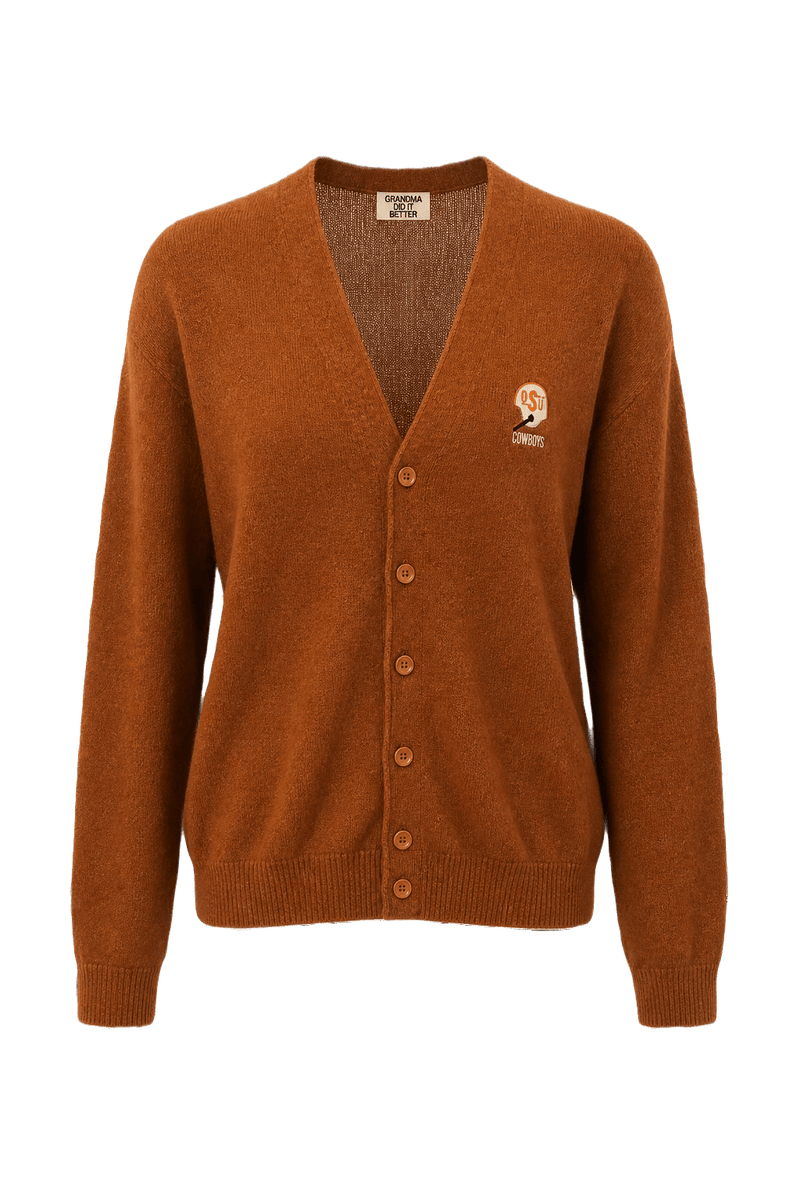 1980s Rust Orange Wool Blend Cardigan - Front View