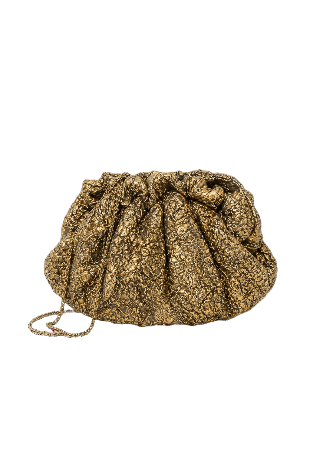 1980s Gold Metallic Fabric Bag - Front View