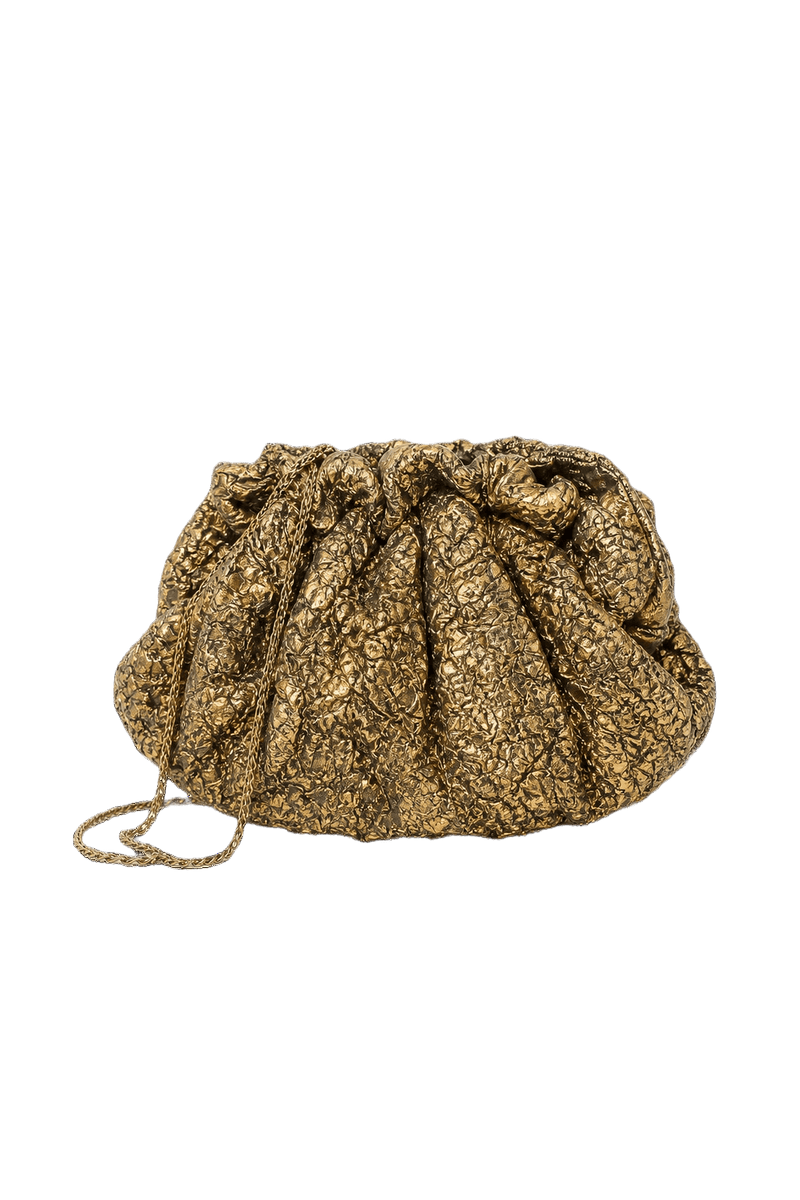 1980s Gold Metallic Fabric Bag - Front View